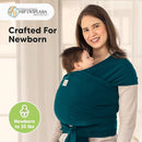 KeaBabies Baby Wrap Carrier - All in 1 Original Baby Carrier Newborn to Toddler Sling, Easy to Wear, Hands Free Bonding, Lightweight, Breathable Infant Wraps (Peacock Blue) by TinyTreasures Baby Boutique