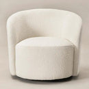 KINWELL Sherpa Swivel Barrel Chair & Round Ball Pillow Set - 34" Wide Modern Boucle Accent Chair with 9” Matching Nordic Decorative Throw Pillow for Living Room and Bedroom(Cream) by CozyNest Decor