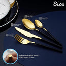 24 Piece Silverware Set For 6 Gold & Matte Black Handle Heavy duty 18/10 Stainless Steel Flatware Set Modern Design Knife/Fork/Spoon Mirror Polished Dishwasher Safe Cutlery Set with Gifts by CozyNest Decor
