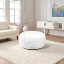 Stuffed Arch Design Moroccan Leather Pouf Ottoman, Handmade, Pre-Filled, 100% Genuine Leather, 14” Height x 22” Diameter – Boho Chic Footstool & Living Room Décor by CozyNest Decor