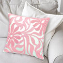 Alysheer Farmhouse Floral Leaves Embroidered Decorative Throw Pillow Cover 18x18 inches, Boho Tufted Flowers Embroidery Pattern Chic Cotton Cushion Case for Couch Bed Sofa Living Room(Light Pink) by CozyNest Decor
