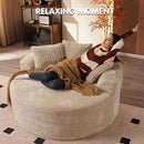 ovios 58" Oversized Round Chair Lounge Chaise Indoor, No Assembly Required, Cloud Large Circle Chair with Plush Fuax Fur, Fluffy Modern Sleeper Sofa Bed for Reading Yoga, Beige (Plush Corduroy Fabric) by CozyNest Decor