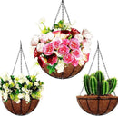 4 Pack 10 inch Metal Hanging Planters Basket with Coco Coir Liner Outdoor-Hanging Baskets for Plants Outdoor,Metal Wire Baskets with Window Box Planters, Hanging Flower Pots for Railings by CozyNest Decor