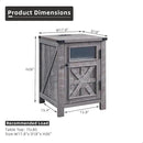 JXQTLINGMU Farmhouse End Table with Charging Station, 18'' Rustic Nightstand with Barn Door & Adjustable Shelf, Wooden Sofa Side Table with 3-Tier Storage for Living Room, Bedroom, Gray by CozyNest Decor