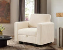 38.5 Oversized Accent Chair with Storage Ivory Corduroy, Single Modern Accent Sofa Chair with Arms for Apartment Living Room (21" Deep Seat) by CozyNest Decor