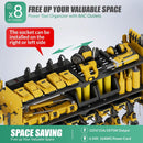 Suchtale Power Tool Organizer with Charging Station,33.2" Garage 8 Drill Holders Wall Mount,3 Layers Heavy Duty Metal Tool Shelf with 8 Outlets Power Strip, Gift for Men, Father, Yellow by GreenHaven Gardens
