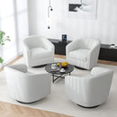 Swivel Barrel Accent Chair, Modern Round Chenille Fabric Arm Chair for Living Room, Bedroom, Comfy Club Reading Chairs for Adults（Chenille Fabric, Beige, Set of 4 by CozyNest Decor