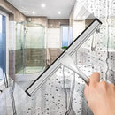 All-Purpose Stainless Steel Shower Squeegee for Shower Glass Door with 2 Adhesive Hooks, Bathroom Cleaner Tool Household Window Mirror Squeegee for Glass Doors, Cleaning Tile Wall, Car, 14 Inch Silver by CozyNest Decor