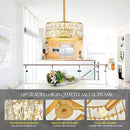 12” 3-Light Modern Crystal Chandeliers Gold Dinning Room Light Fixture, Round Pendant Light Kitchen Island Chandelier, Flush Mount Ceiling Light for Living Room Entryway Bedroom Foyer by CozyNest Decor