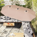 Shintenchi 16FT Large Patio Umbrella with Base, Outdoor Double-Sided Rectangular Umbrella, Market Umbrella with Crank Handle for Poolside Lawn Garden, Khaki by GreenHaven Gardens