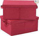 HOONEX Storage Bins with Lids for Organizing, Pack of 2, Storage Boxes with 2 Carrying Handles and Sturdy Heavy Cardboard, 16.5" L x 11.8" W x 7.5" H for Shoes, Books, Clothes, Red by TinyTreasures Baby Boutique