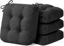Chair Cushions, Foam Dining Chair Cushions, Tufted Indoor Chair Pads,16.5” x 16.5” x 3.5”, Set of 4, Black by CozyNest Decor