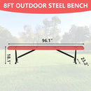 48" L Outdoor Steel Flat Bench, Heavy Duty Metal Park Bench for Outside, Expanded Metal, Commercial Benches Mesh Bench for Shopping Mall, Store, Lawn, Park, Patio, Deck, Garden (Red, 8FT) by GreenHaven Gardens