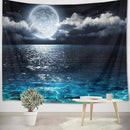 LB Blue Ocean Moon Tapestry White Cloud and Full Moon Over Ocean Tapestry Wall Hanging Fantasy Night Sky Wall Art for Bedroom Living Room Dorm Wall Decor,80 x 60 Inches by CozyNest Decor