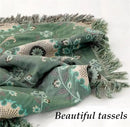 MSGKV Green Boho Throw Blanket for Bed Couch,100% Cotton Mexican Picnic Blankets Travel Blanket 80''x 90'', Super Soft Lightweight Muslin Blanket for Bedroom Living Room Boho Decor by CozyNest Decor