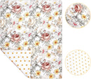 4-Piece Crib Bedding Set for Girls, Boho Baby Girl Bedding Set with Crib Skirt, Baby Quilt, Crib Sheet and Diaper Stacker, Flower by TinyTreasures Baby Boutique