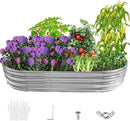 Durable -0.8MM Thick,Crimped Edge 6X3X1 FT Large Oval Galvanized Steel Raised Garden Bed/Galvanized Metal Planter Box for Planting in The Backyard/Garden (Silver, 72X36X12 Inches) by GreenHaven Gardens