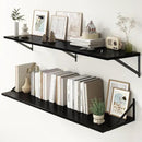 Fun Memories Deep Floating Shelves, 55W x 12D Floating Shelves for Wall, Wood Black Floating Shelf with Bracket, Wide Display & Storage Wall Shelves for Living Room, Bedroom, by CozyNest Decor