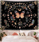 Fowocu Orange Butterfly Moon Flower Tapestry Boho Floral Plant Tapestries for Bedroom Aesthetic Tapastry's Wall Hanging Mandala Botanical Wall Tapestry for Living Room Dorm (Yellow, 80'' × 60'') by CozyNest Decor
