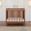 Foundations Boutique Folding Hotel Crib and Sheet Bundle - Includes Wooden Mini Crib with 3" Foam Mattress (Cherry) and 6-Pack White Fitted Compact Sheets by TinyTreasures Baby Boutique