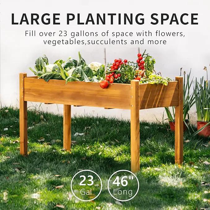 Premium Fir Wooden Raised Garden Bed with Four Legs for Backyard and Balcony Gardening,Suitable for Indoor and Outdoor use,49.5''×23.5''×30'', photo 3 of 8