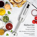 Zulay Immersion Stick Mixer Hand Blender - 800 Watts, Turbo Mode, 5-ft Power Electric Cord, Handheld Portable, Stainless Steel Blades - For Effortless Blending Smoothie, Soup, Baby Food, Puree - White by TinyTreasures Baby Boutique