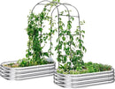 KING BIRD Raised Garden Bed with Arched Trellis Galvanized Planter Garden Box Outdoor for Gardening, Climbing Vegetables, Flowers 5.9x2.95x0.98 Ft 2PCS, Silver by GreenHaven Gardens