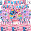 Stitch Party Supplies, 49PCS Birthday Decorations Set Include Banner, Balloons, backdrop,Stickers, Hanging Swirls, Cake Cupcake Toppers, Tablecloth for Boys Girls Stitch Theme Party by TinyTreasures Baby Boutique