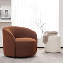KINWELL 34" Boucle Swivel Barrel Chair with 18" Round Ottoman Set, Fully Assembled Set of Sherpa Accent Chair and Footrest, Modern Comfy Armchair and Footstool for Living Room and Bedroom, Brown by CozyNest Decor