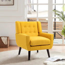 UIXE Accent Chair, Modern Upholstered Armchair Mid-Century Arm Chair in Fabric for Living Room, Comfy Single Sofa Seats Button Tufted Reading Seating, Yellow by CozyNest Decor