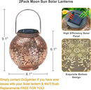 Go2garden Outdoor Solar Lanterns Waterproof Garden Gifts Women Yard Decorations Metal Moon Sun Hanging Solar Lights for Patio, Balcony, Tabletop,Birthday Mothers Day Gifts for Mom (Bronze,2Pack) by GreenHaven Gardens