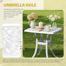 Outvita Patio Side Table, 21.3in Outdoor Square Cast Aluminum Bistro Table with Umbrella Hole and Antique Design for Backyard Porch Pool Balcony Deck White by GreenHaven Gardens