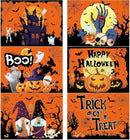Plastic Placemats Set of 6 Halloween Table Mats - Trick or Treat Kitchen Decor - Wipe Clean, Washable, Recyclable - Orange Place Mats for Indoor/Outdoor - Heat Resistant - Kitchen/Dining Table by CozyNest Decor