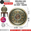32'' Inch Real Moving Gear Wall Clock Ireland Line (Brass Antique, 32 inches (80 cm)) by CozyNest Decor