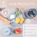 All In One Silicone Feeding Set - Safe for 6-12 Months - Non-Toxic Baby Led Weaning Supplies - Toddler Self Feeding Utensils - BPA-Free - Mess Free Essentials by TinyTreasures Baby Boutique