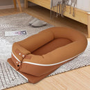 Baby Lounger, Deluxe Infant Lounger, Baby Nest Cover for Baby, Breathable Cotton, Adjustable Baby Floor Seat for Tummy Time, Newborn Essentials for Baby 0-12 Months (Brown) by TinyTreasures Baby Boutique