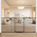 owlie 37.4" Extra Tall Wide Baby Gate for Stairs Doorways,75-85 Inch Extra Large Long Baby Gate with Door Indoor Safety Metal Pressure Mounted Pet Gate with Walk-Thru Auto Close, Black by TinyTreasures Baby Boutique