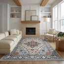 9x12 Area Rug Living Room Rugs, Stain Resistant Washable Rug, Vintage Large Non-Slip Backing, Low Pile Lightweight Print Rug for Bedroom Dinning Room Home Office (Blue/Gray) by TinyTreasures Baby Boutique