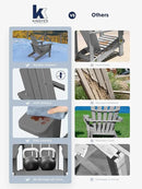KINGYES Folding Adirondack Chair Set of 6, Dual Cup Holders & All-Weather HDPE, Wood-Like Patio Chair for Backyard, Camping, Pool & Fire Pit, Grey by GreenHaven Gardens
