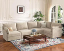 135.5" Oversized Modular Sectional Sofa, L Shaped Convertible Couch with Movable Ottoman, 5 Seat Corner Couches for Living Room Deep Seat Beige Chenille by CozyNest Decor