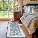 jinchan Runner Rug 2x7 - Machine Washable Dark Blue Vintage Floral Distressed Design Soft Non-Slip Low-Pile Ultra-Thin Runner Rug for Kitchen Hallway Laundry Room Entryway Farmhouse (2‘x7',Dark Blue) by TinyTreasures Baby Boutique