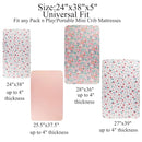 Pack n Play Sheet Stretchy Fitted Portable Mini Crib Sheets Set 3 Pack,Playard Sheets Convertible Playard Mattress Cover,Ultra Soft Jersey Material,Floral,Grey Rabbit & Pink by TinyTreasures Baby Boutique