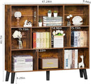 LEYAOYAO 10 Cube Bookshelf,3 Tier Modern Wide Bookcase with Legs,Mid-Century Wood Bookshelves Storage，Brown Large Book Case,Freestanding Organizer Display Shelf for Bedroom,Living Room,Office by CozyNest Decor