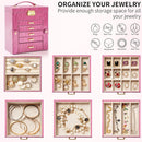 AKOZLIN 6-Tier Jewelry Box Lockable Leather Jewelry Storage Case with 5 Drawers for Women Girls Ring Necklace Earring Bracelet Holder Organizer with Mirror Rose by TinyTreasures Baby Boutique