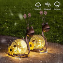 Solar Snail Garden Lights - 2 Pack Cracked Glass, Warm White Metal, Waterproof for Patio Yard Lawn by GreenHaven Gardens