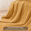PHF 100% Cotton Waffle Weave Blanket Twin Size, Soft Lightweight Breathable Cozy Summer Blankets for Bed, Luxury Aesthetic Woven Bedding for Home Decor, 66"x90", Ginger/Honey Yellow by CozyNest Decor