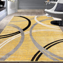 Rugshop Modern Wavy Circles Design Area Rug 9' x 12' Yellow by TinyTreasures Baby Boutique