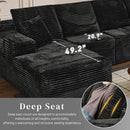 Modular Sectional Sofa Cloud Sectional Couch, 135" Comfy Fluffy U Shaped Black Couches for Living Room, Deep Seat Memory Foam Plush Corduroy Boneless Couch Sectionals with Left Facing Chaise Sofa by CozyNest Decor