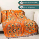 Fall Throw Blanket for Couch Bed Chair,100% Cotton Soft Lightweight Blanket Rustic Quilt -Orange Floral Printed Farmhouse Decor Bed All Season Blankets,60"×80" by CozyNest Decor