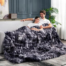 Cozy Bliss Faux Fur Throw Blanket for Couch, Fuzzy Soft Plush Thick Bubble Blanket for Sofa Bedroom Living Room, 108 * 90 Inches Tie Dye Black by CozyNest Decor